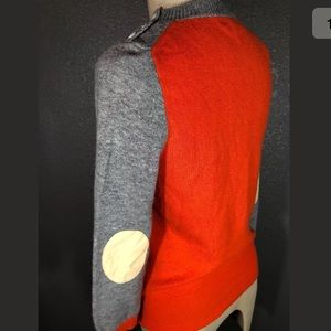 J Crew Color block Cashmere Elbow Patch Sweater